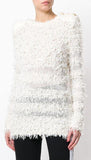 Textured Knit Sweater, White