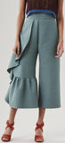 Revel Ruffle-Trimmed Cotton-Blend Trousers, Green