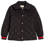 Ruffle Trim Quilted Caban Jacket