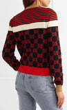 Metallic Trimmed Intarsia Cotton Sweater