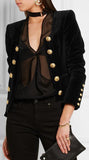 Double-Breasted Black Velvet Jacket - DESIGNER INSPIRED FASHIONS