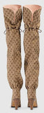 GG Canvas Over-the-Knee Boots, Beige/Ebony