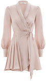 Wrap Mini Dress, Beige