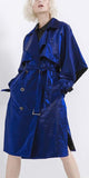 Shimmering-Effect Trench Coat - Blue or Black
