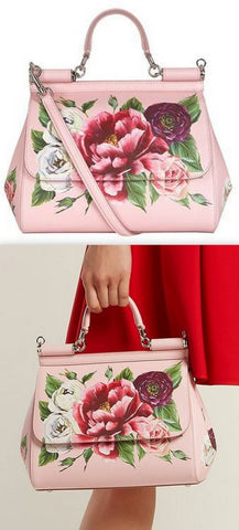 Sicily Floral Dauphine-Leather Bag