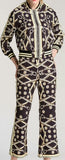Printed Jacket & Cropped Pant Set - Black or White