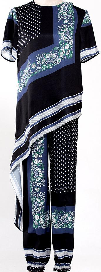 Print Asymmetrical Top and Trouser Set