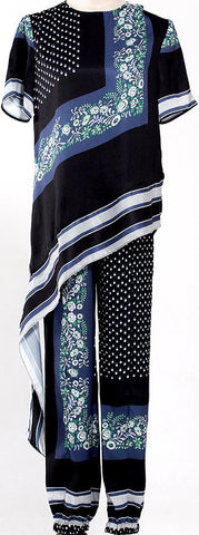 Print Asymmetrical Top and Trouser Set
