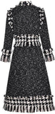 Fringed Tweed Houndstooth Paneled Dress