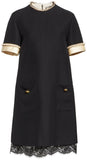 Imitation Pearl Trim Crepe Cady Dress