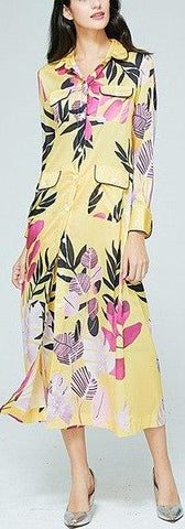 Long Floral-Print Pajama Top and Cropped Pant set