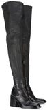 Thigh-High Mid-Heel Leather Boots