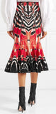 Printed Jacquard Midi Skirt