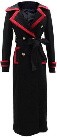 Color-Contrast Double-Breasted Wool Blend Coat