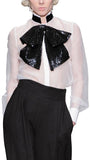 Sequined Bow Blouse