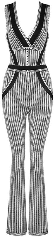 Striped V-Neck Jumpsuit