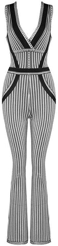 Striped V-Neck Jumpsuit