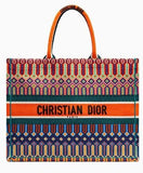 Book Tote Bag in Multi-Coloured Embroidered Canvas