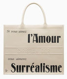 Book Tote Bag in Printed Calfskin, White