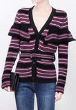 Ruffle Striped Knit Cardigan
