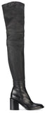 Thigh-High Mid-Heel Leather Boots