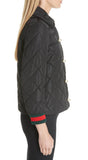 Ruffle Trim Quilted Caban Jacket