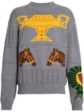 Equestrian Intarsia Cotton Wool Sweater