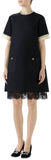 Imitation Pearl Trim Crepe Cady Dress