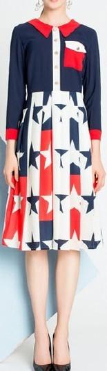 Star Printed Shirt Dress