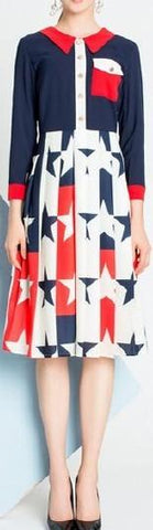 Star Printed Shirt Dress