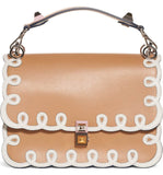 Kan I Scalloped Leather Shoulder Bag