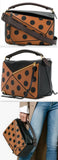 Brown Puzzle Polka-dot Shoulder Bag