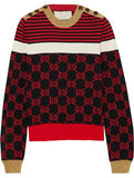 Metallic Trimmed Intarsia Cotton Sweater