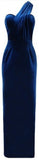 Cobalt Blue Long Velvet Evening Dress
