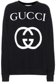 Printed Cotton Sweatshirt, Black