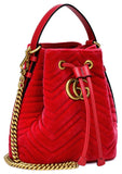 GG Marmont Velvet Bucket Bag - Blue, Black, Red