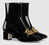 Patent Leather Ankle Boots with Double G