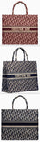 Book Tote Bag in Embroidered Oblique Canvas - Red or Dark Blue