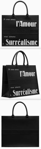 Book Tote Bag in Printed Calfskin, Black