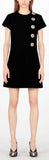 Black Short Sleeve Dress with Jewel Buttons