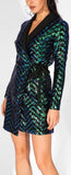 Sequin-Embellished Wrap Dress
