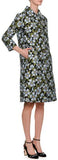 Single-Breasted Floral-Jacquard A-Line Coat