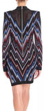 Black Chevron Pattern Mesh Panel Knit Mini Dress