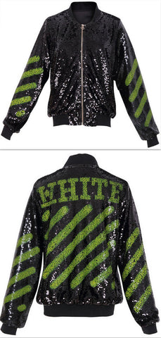 Sequin Embellished Bomber Jacket in Black - DESIGNER INSPIRED FASHIONS