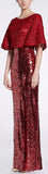 Sequin-Embellished Gown with Macrame Capelet