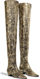 Gold Laminated Goatskin High-Boots