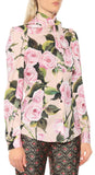 Rose Print Silk Chiffon Blouse