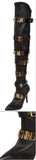 Long Embellished Black Heeled Boots - DESIGNER INSPIRED FASHIONS