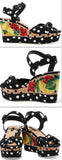 Embroidered Polka-Dot Crepe and Cork Sandals - DESIGNER INSPIRED FASHIONS
