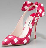 Gingham Slingback Sandals - (Orange, Blue, Red, Green) - DESIGNER INSPIRED FASHIONS